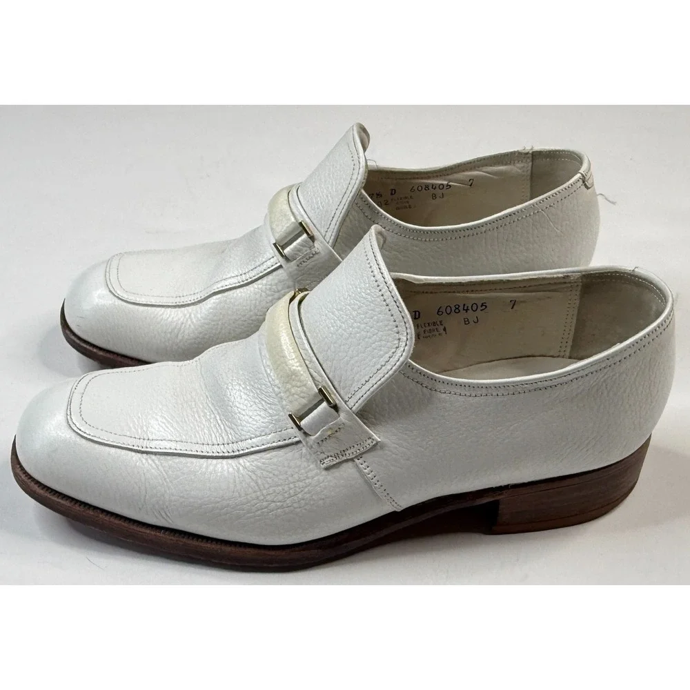 Florsheim Men's Vintage 1970's-80's White Slip On Leather Loafer Size 7.5‎ D